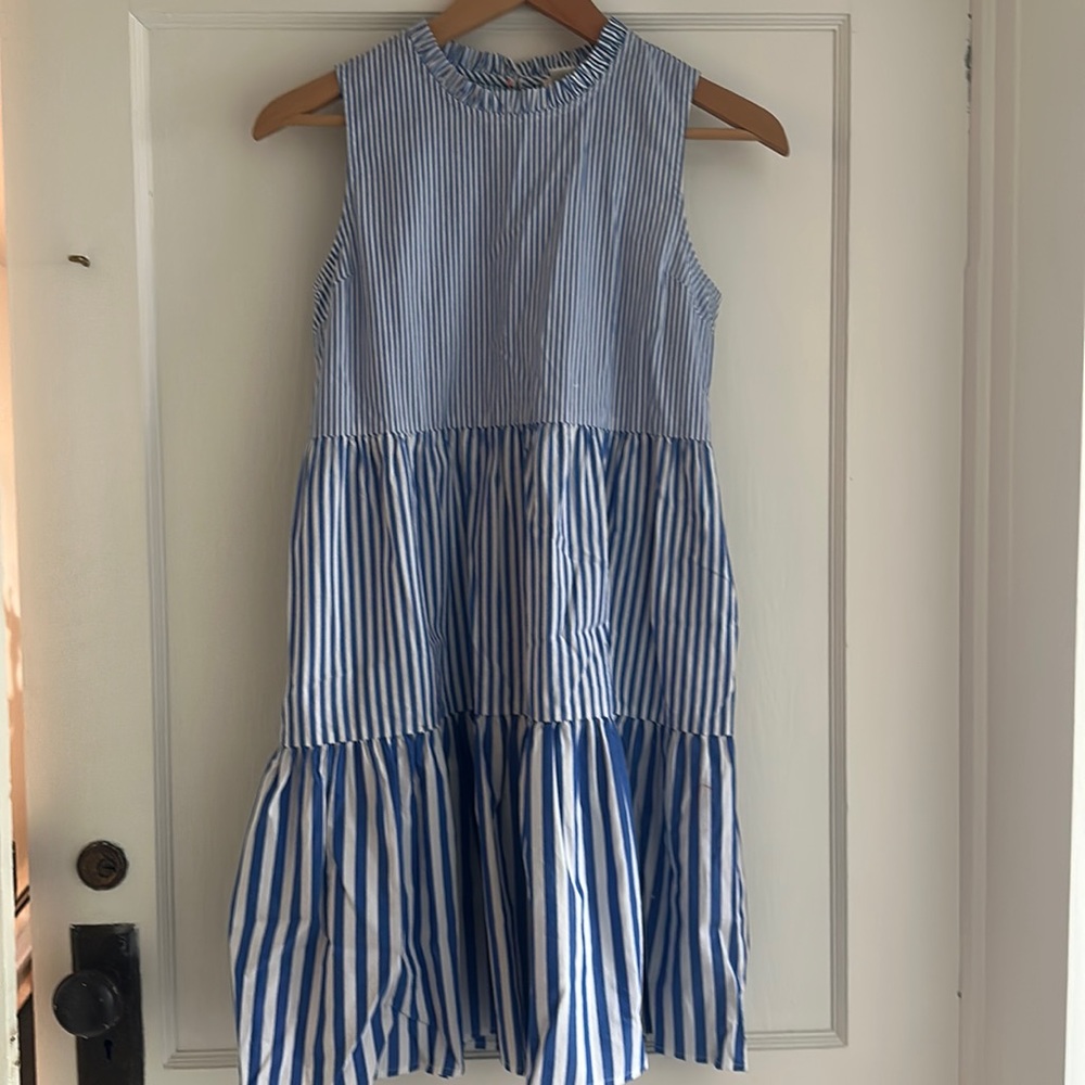 Crewcuts Girl’s Blue and White Stripe Sleeveless Dress Size 12